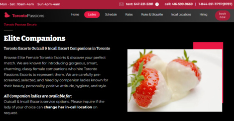 Toronto Escorts: Outcall & Incall Escort Companions